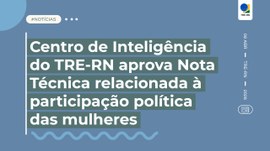 A imagem mostra um banner oficial do TRE-RN para redes sociais, com fundo azul e ondas decorativ...