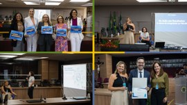 #Acessibilidade #ParaTodosVerem | Montagem com quatro fotografias registradas durante evento sob...