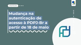 Card horizontal com fundo verde-acinzentado. À esquerda, há o texto em blocos azuis: “Mudança na...