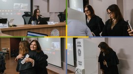 A imagem é uma montagem com quatro fotos de uma sessão no plenário da Justiça Eleitoral. Em toda...