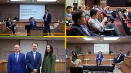 #Acessibilidade #ParaTodosVerem | Montagem com quatro fotografias de um evento institucional rea...
