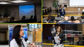 Montagem em 2x2 de fotos de eventos no TRE-RN.
Superior esquerdo: Homem de terno cinza (Pedro F...