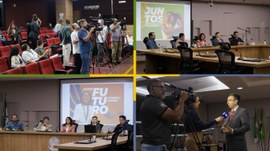 #Acessibilidade #ParaTodosVerem | Montagem com quatro fotografias de um evento realizado em um a...