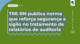 O card informativo apresenta um fundo em tom de verde oliva com detalhes geométricos em azul e b...