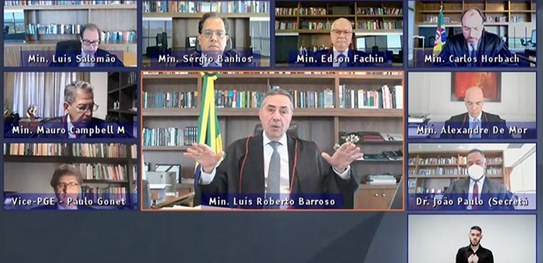 Presidente do TSE anuncia medidas que aumentam transparência do sistema eletrônico de votação Foto da sessão plenária virtual