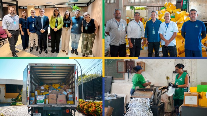 TRE-RN realiza descarte sustentável de documentos com apoio de cooperativa de catadores Aproximadamente 4,2 toneladas de documentos passarão por trituração na Coocamar, respeitando nor...