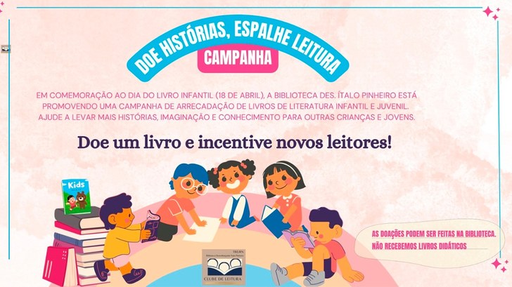 Doações serão recebidas durante os meses de abril, maio e junho e obras serão doadas a alguma in...