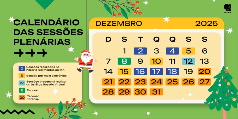 Em dezembro, cinco sessões vão acontecer regularmente, em horário regimental, às 14h