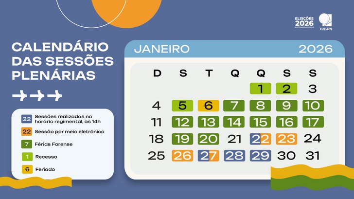Sessões ocorrerão de forma presencial e em meio eletrônico nos dias 22, 23, 26, 27, 28 e 29 de j...