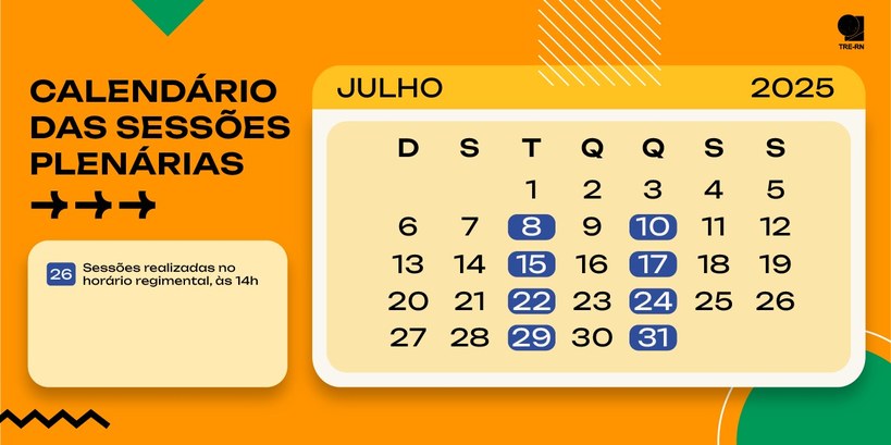 Calendário das sessões de julho está disponível Em julho, oito sessões vão acontecer regularmente, em horário regimental, às 14h