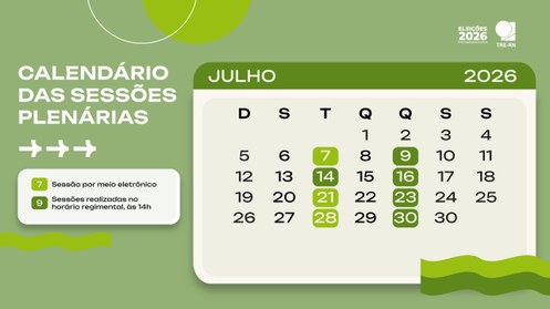 Em julho, serão realizadas oito sessões, sendo cinco presenciais e três virtuais.