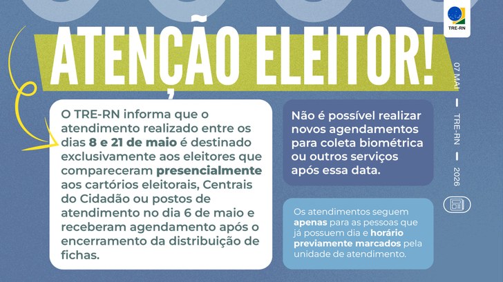 Período será dedicado apenas a quem esteve presencialmente nas unidades da Justiça Eleitoral no ...