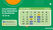 Em setembro ocorrerão oito sessões, sendo duas por meio eletrônico