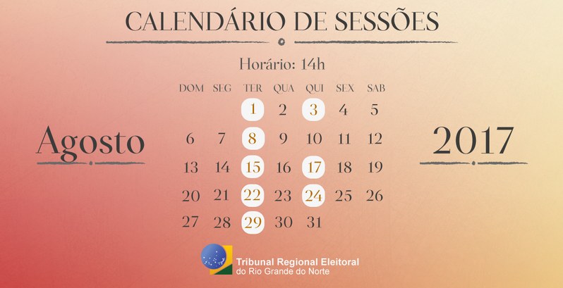 TRE-RN informa os dias das sessões plenárias de agosto TRE-RN informa os dias das sessões plenárias de agosto