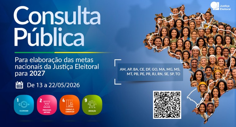 TRE-RN promove consulta pública sobre as Metas Nacionais do Poder Judiciário para 2027 A participação é aberta à sociedade e pode ser feita pela internet entre os dias 13 e 22 de maio
