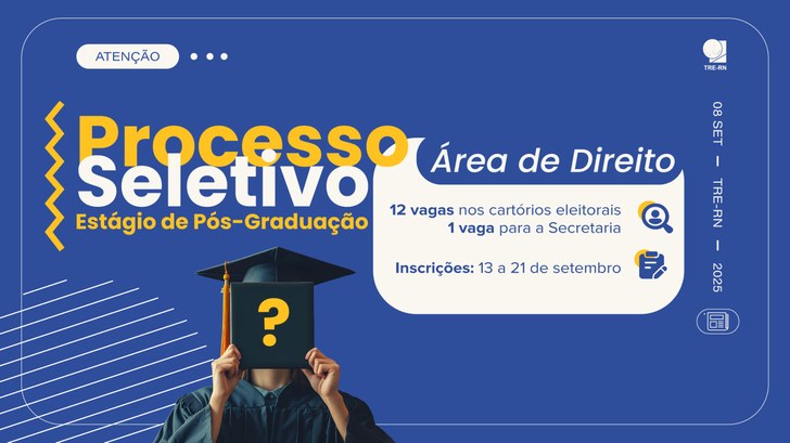 Inscrições vão de 13 a 21 de setembro, por meio de email institucional