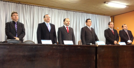 TRERN_ciclo de palestras.mossoró Imagem da mesa de autoridades, na abertura do ciclo de palestras 2012, em Mossoró.